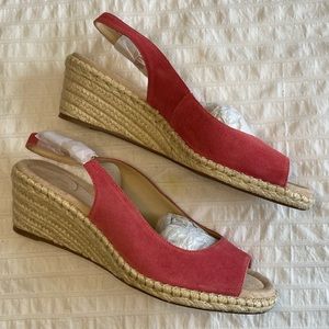 Lands End Slingback Espadrille Wedges with Open Toe
